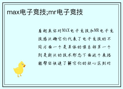 max电子竞技;mr电子竞技